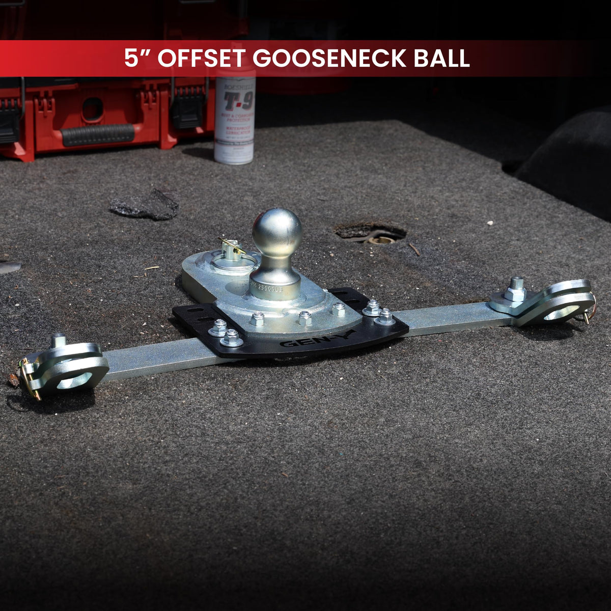 GEN-Y HITCH GH-21014 GEN-Y Hitch GoosePuck GEN II Main Assembly - 5" Offset - 25K Overall Towing - with Safety Chain Anchors Incorporated - Compatible with Dodge Ram Trucks