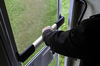 CAMCO 42188 Camco RV Screen Door Handle Cross Bar - Adjustable Design Bar Extends 21⅝–28⅝ inches - Provides Easier Grip for Exiting & Protects Your Camper Screen Door (42188)