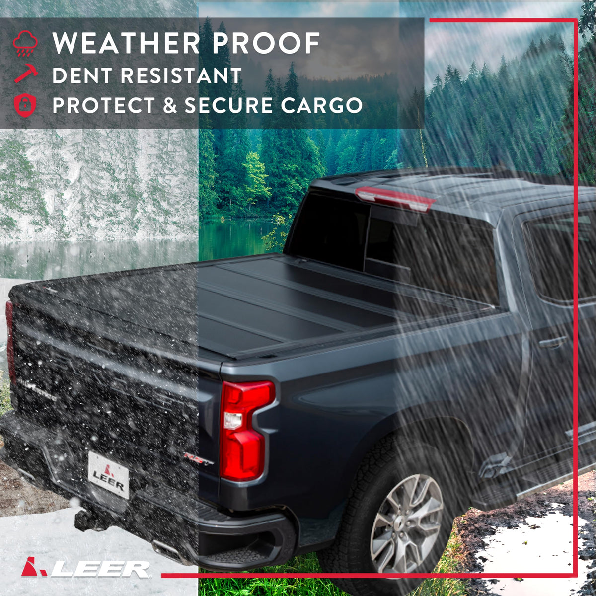 LEER 650331 LEER HF650M Quad-Folding Tonneau Cover, Fits 2022-2026 Ford Maverick with 4'5" Truck Bed