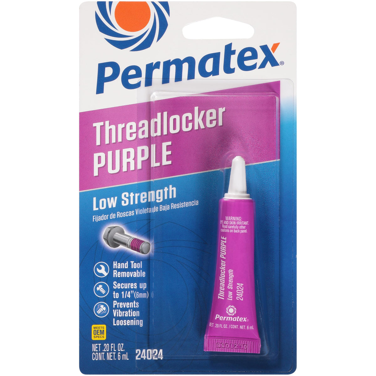 PERMATEX 24024 Permatex 24024 Low Strength Threadlocker Purple, 6 ml Tube