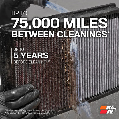 K&N FILTER 33-5049 K&N High-Flow Original Lifetime Engine Air Filter: Increase Power: Premium, Washable: Compatible with 2016-2026 Buick/Chervolet/Cadillac: LaCrosse, Regal, XT4, Malibu, 33-5049