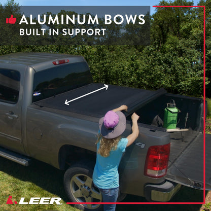 LEER 610320 LEER SR250 Soft Rolling Truck Bed Tonneau Cover, Fits Chevy Silverado and GMC Heavy Duty, Years 2020-2026, 6'9" Truck Bed, Black