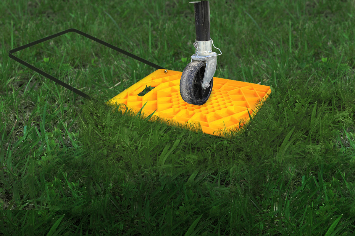 CAMCO 44543 Camco Large RV Stabilizing Jack Pad with Handle, Helps Prevent Jacks from Sinking, 14 Inch x 12 Inch Pad - 2 Pack - 44543, Yellow
