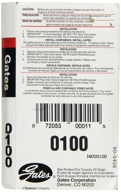 Gates 0100 Truflex FHP Low Horse-Power V-Belt