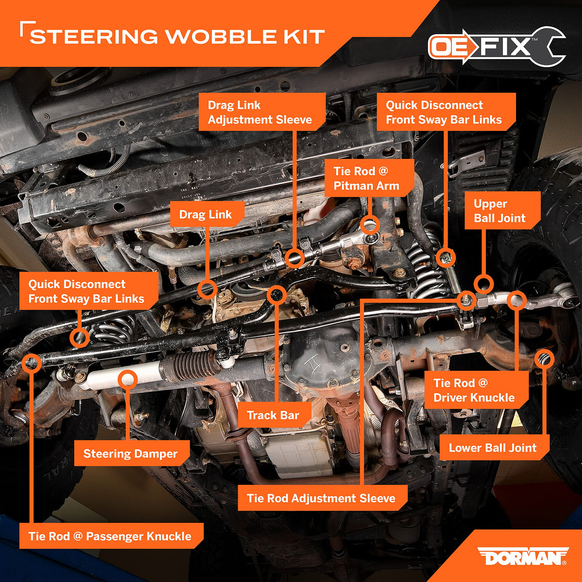 Dorman SWS96305RD Suspension Steering Wobble Fix Kit