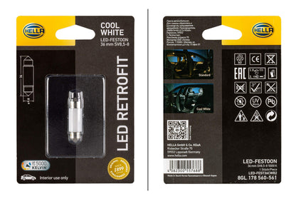 Hella 178560561 5K LED Performance Bulb, 12V, 1W, 5,000 Kelvin