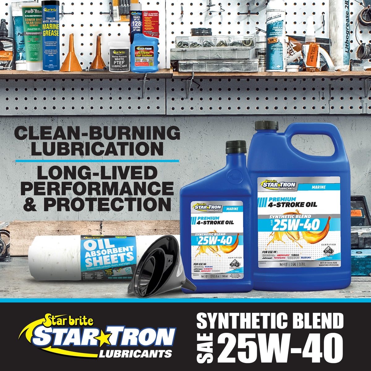 STAR BRITE 028332 STAR TRON Pro Star Synthetic Blend 4-Stroke Outboard Oil 25W-40