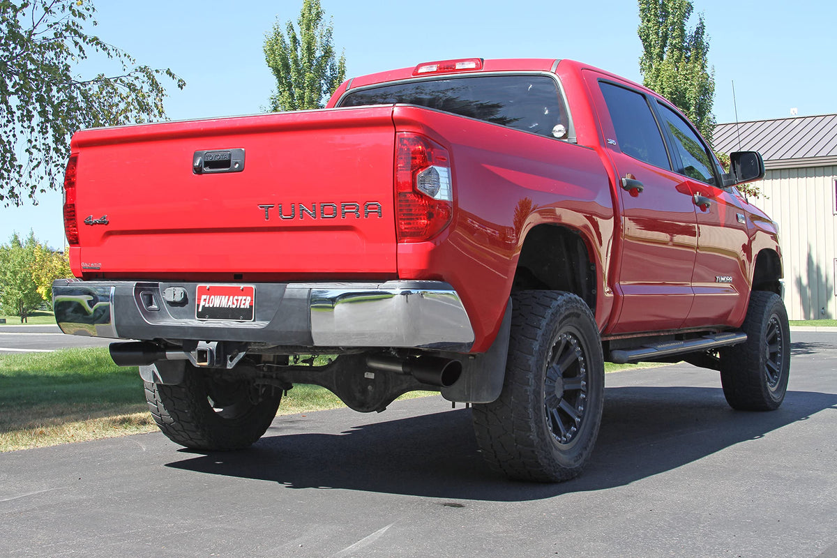 FLOWMASTER 717664 Flowmaster 717664 FlowFX Cat-Back Exhaust Kit 2.5 Inch 409 Stainless Steel 4.5 Inch Black Ceramic Stainless Steel Tips Compatible with 2009-2021 Toyota Tundra 4.0L 4.6L 4.7L 5.7L 2/4WD