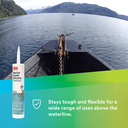 3M 08029 3M Marine Grade Silicone Sealant, Clear, 304 mL Cartridge