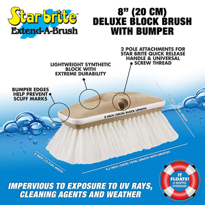 STAR BRITE 040163 STAR BRITE Deluxe Stiff Heavy Duty 8" Brush Head with Bumper