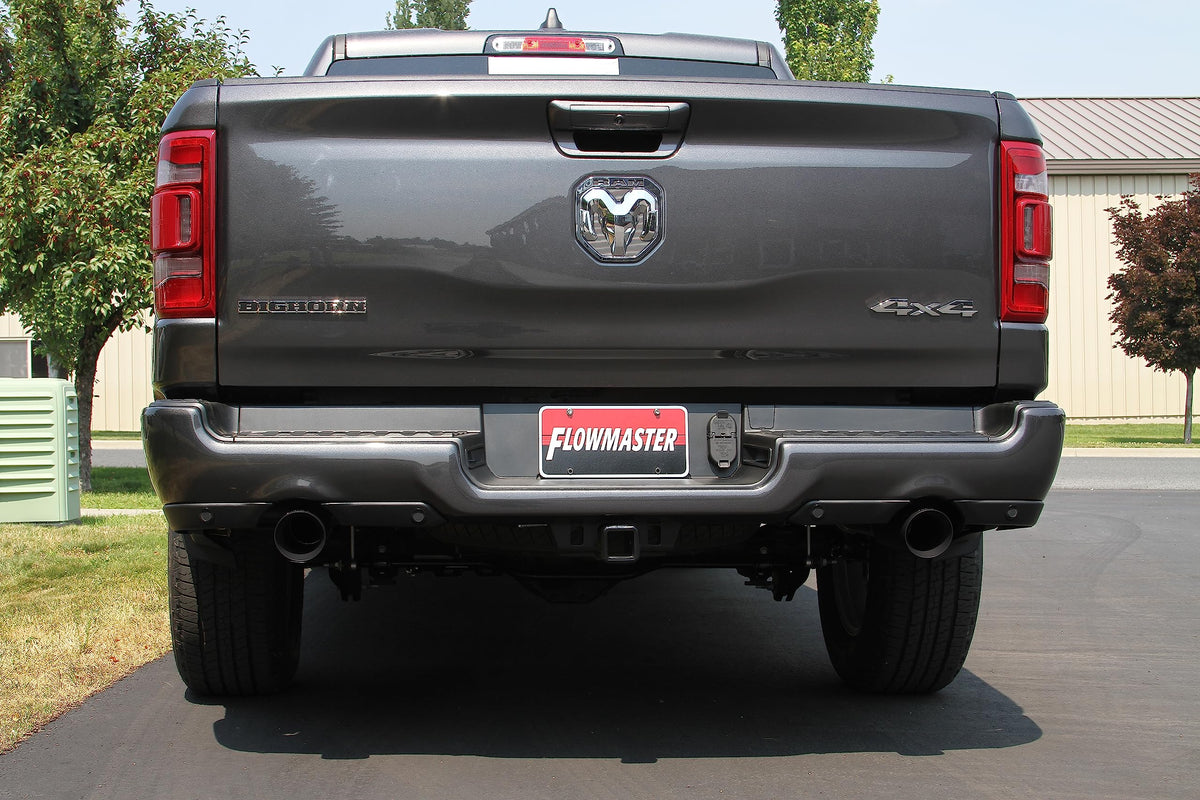 FLOWMASTER 817843 Flowmaster 817843 American Thunder Cat-Back Exhaust Dual 3 Inch Stainless 4 Inch Tips Compatible with 2019-2024 RAM 1500 New Body 5.7L 2/4WD 140.5 144.6 153.5 Inch Wheelbase 5.7 6.4 Foot Bed