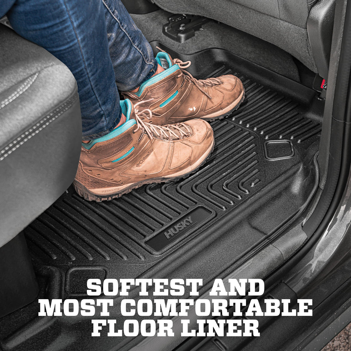Husky Liners 53711 Husky Liners X-act Contour Floor Mats – Fits 2012-2021 Toyota Tundra, CrewMax & Double Cab (12-17 Reg Cab), 2012-2022 Toyota Sequoia – Front Row, 2-pc Black - 53711