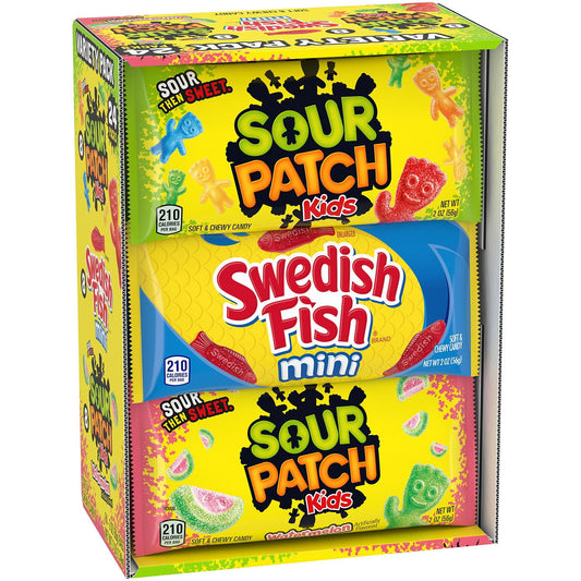 Sour Patch Kids Sour Patch Kids & Swedish Fish Variety Pack, 2 oz Bags, 24 Count