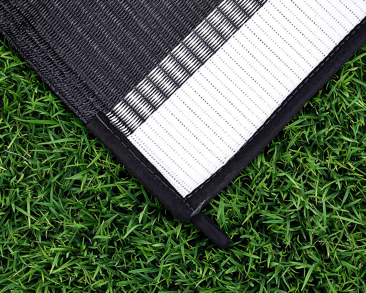 CAMCO 42873 Camco 42873 Awning Leisure Mat-Charcoal Stripe 6' X 9'