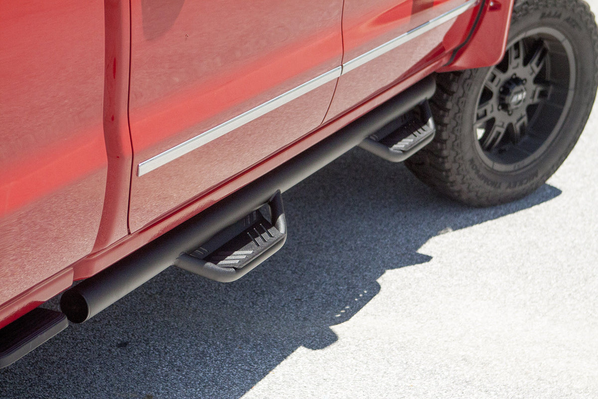 LUND 34641173 RealTruck Lund 34641173 Black Steel Terrain HX Step Nerf Bars for 2015-2018 Chevrolet Silverado/GMC Sierra 2500HD/3500HD Extended Cab