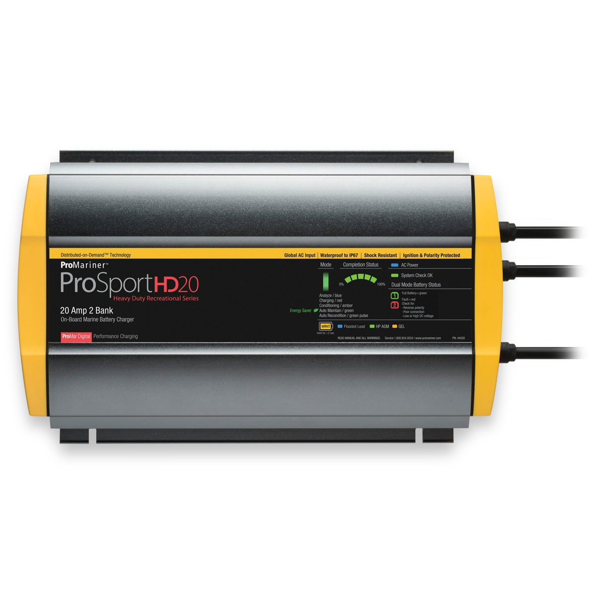 ProMariner 44020 ProMariner 44020 ProSport HD Waterproof Marine Battery Charger, 20 Amp, 2 Bank