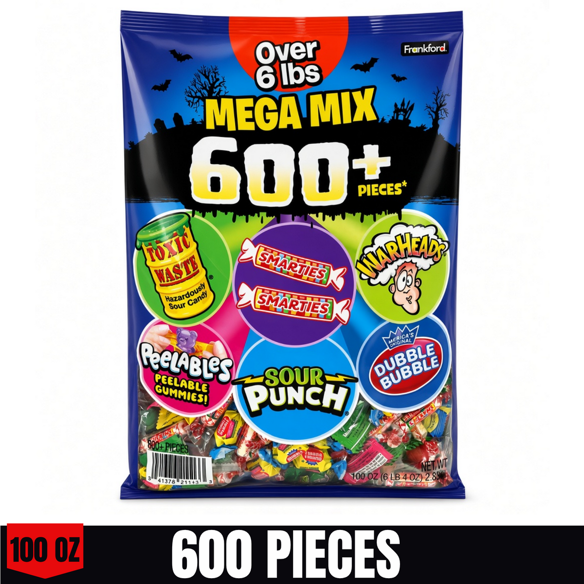 Frankford Frankford Mega Mix Halloween Candy Variety Pack, 600+ Pieces (6 lb)